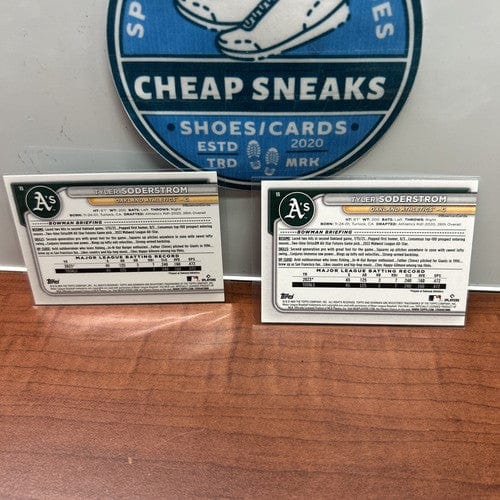 Cheap Sneaks Footwear/Sports Cards Baseball Card Tyler Soderstrom 2024 Bowman Base Rookie Card 2 Card Lot #15 Oakland A