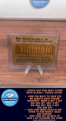 Cheap Sneaks Footwear/Sports Cards Baseball Card Wade Boggs 1988 Topps #200 Boston Red Sox