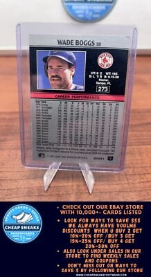 Cheap Sneaks Footwear/Sports Cards Baseball Card Wade Boggs 1991 Leaf #273 Boston Red Sox