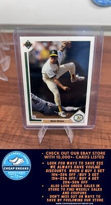 Cheap Sneaks Footwear/Sports Cards Baseball Card Walt Weiss 1991 Upper Deck #192b Oakland Athletics