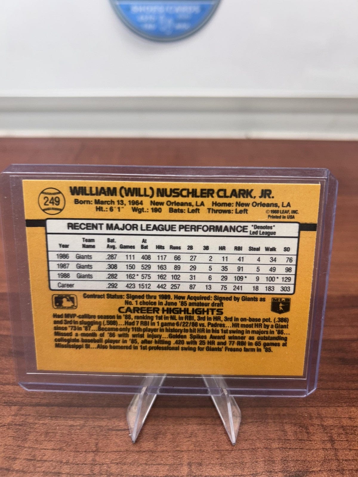 Cheap Sneaks Footwear/Sports Cards Baseball Card Will Clark 1989 Donruss #249 San Francisco Giants