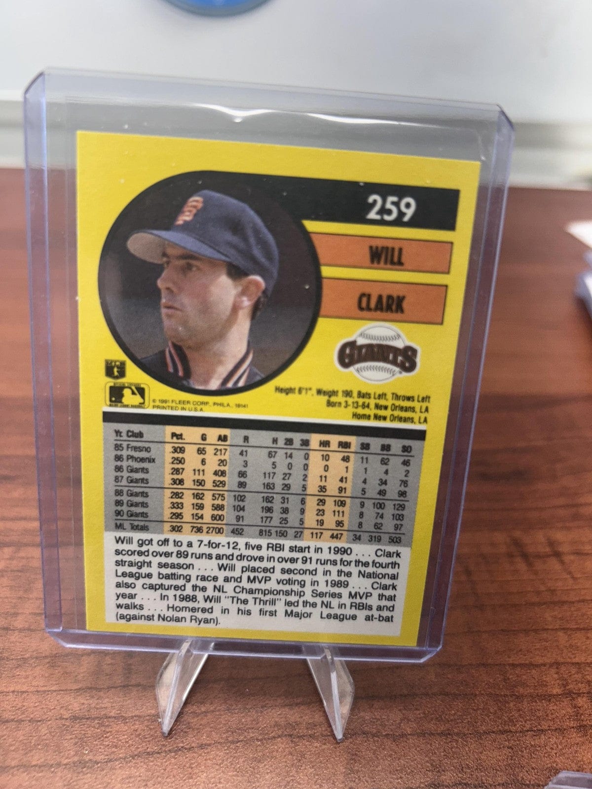 Cheap Sneaks Footwear/Sports Cards Baseball Card Will Clark 1991 Fleer #259a San Francisco Giants