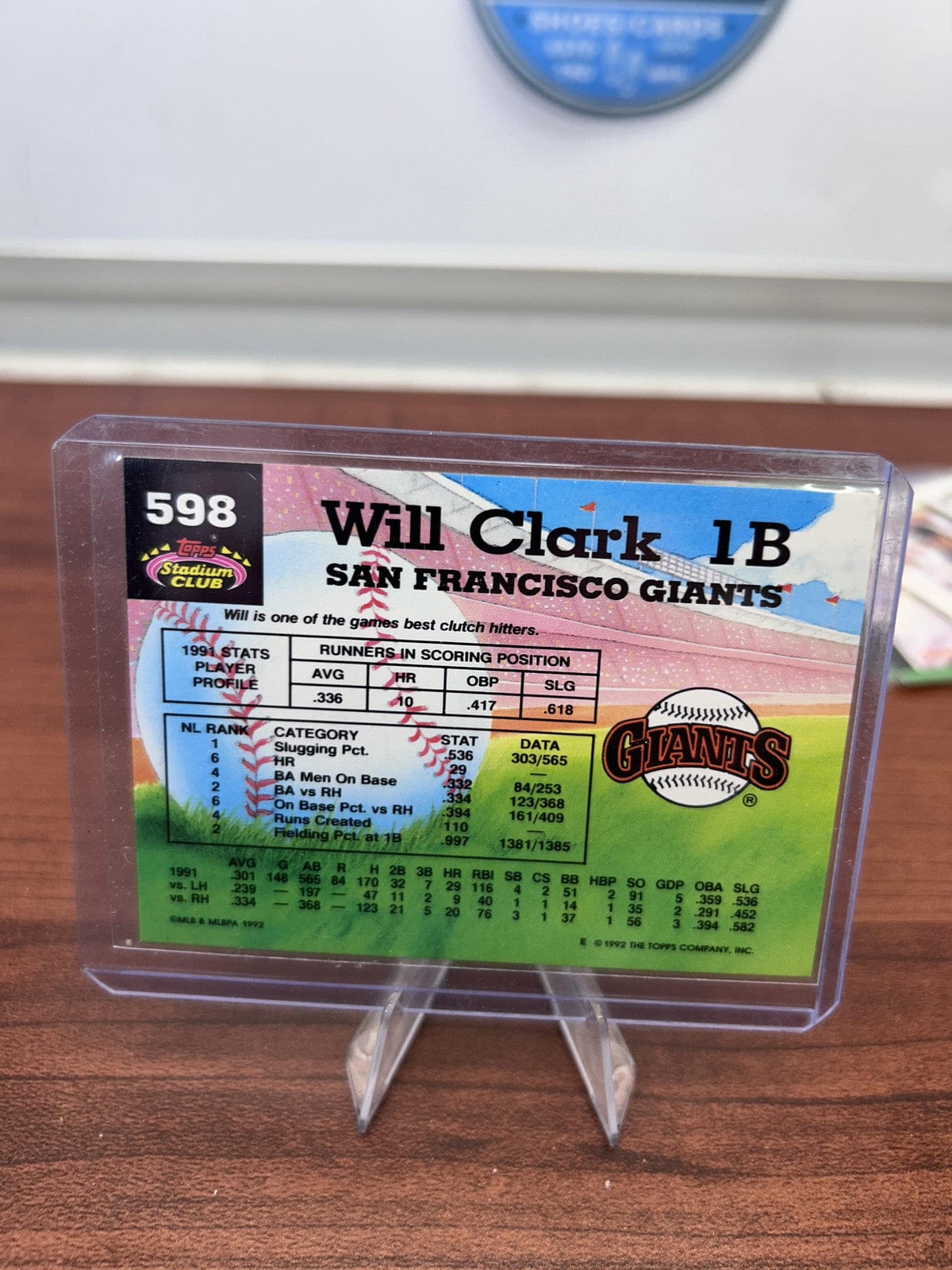Cheap Sneaks Footwear/Sports Cards Baseball Card Will Clark 1992 Stadium Club #598 San Francisco Giants