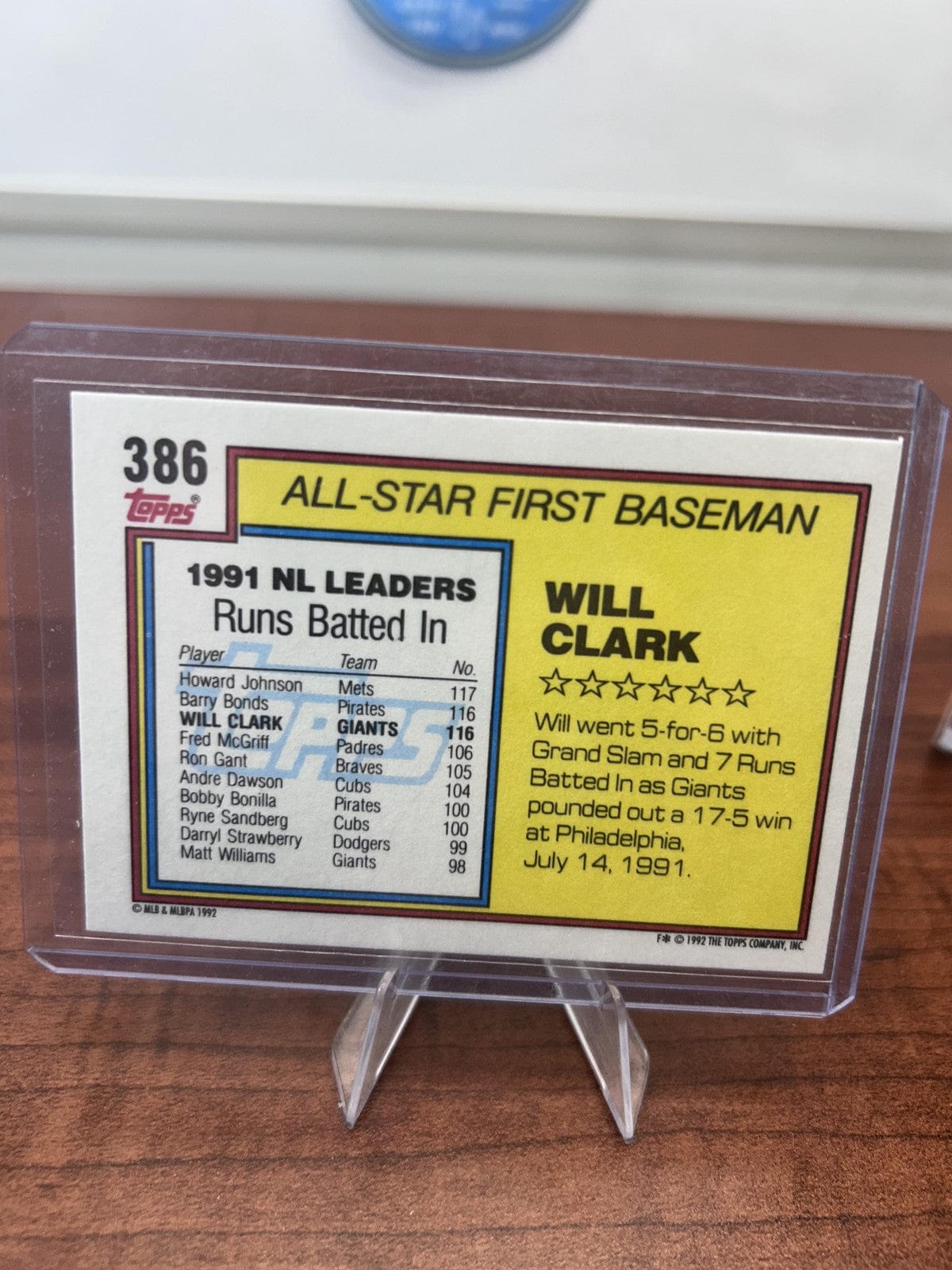 Cheap Sneaks Footwear/Sports Cards Baseball Card Will Clark 1992 Topps #386 San Francisco Giants