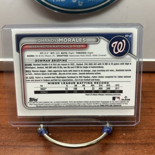 Cheap Sneaks Footwear/Sports Cards Baseball Card YOHANDY MORALES 2024 BOWMAN CHROME 1ST BASEBALL BASE NATIONALS Q0632