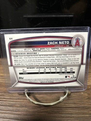 Cheap Sneaks Footwear/Sports Cards Baseball Card Zach Neto RC Angels 2023 Bowman Chrome #64
