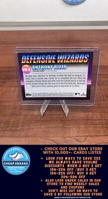 Cheap Sneaks Footwear/Sports Cards Basketball Card Anthony Rizzo 2021 Topps Big League Defensive Wizards #DW-9 Chicago Cu