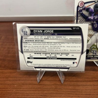 Cheap Sneaks Footwear/Sports Cards Dyan Jorge 2023 Bowman 1st Prospect #BP-22 Colorado Rockies RC