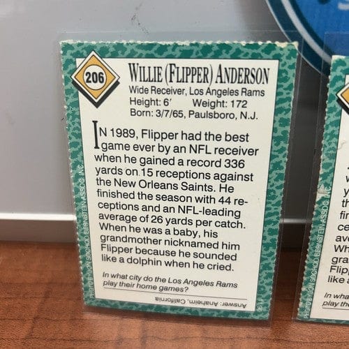 Cheap Sneaks Footwear/Sports Cards Football Card Lot(3) 1990 Sports Illustrated for Kids LA Rams WILLIE (FLIPPER) ANDER