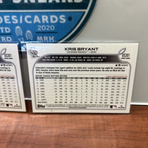 Cheap Sneaks Footwear/Sports Cards Kris Bryant SP Image Variation 2 Card Lot 2022 Topps Update #US301 C.