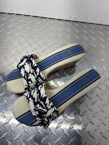 Cheap Sneaks Footwear/Sports Cards New Sperry Topsider Sandal Canvas Fish Blue Slip On Slides Cork Platfo