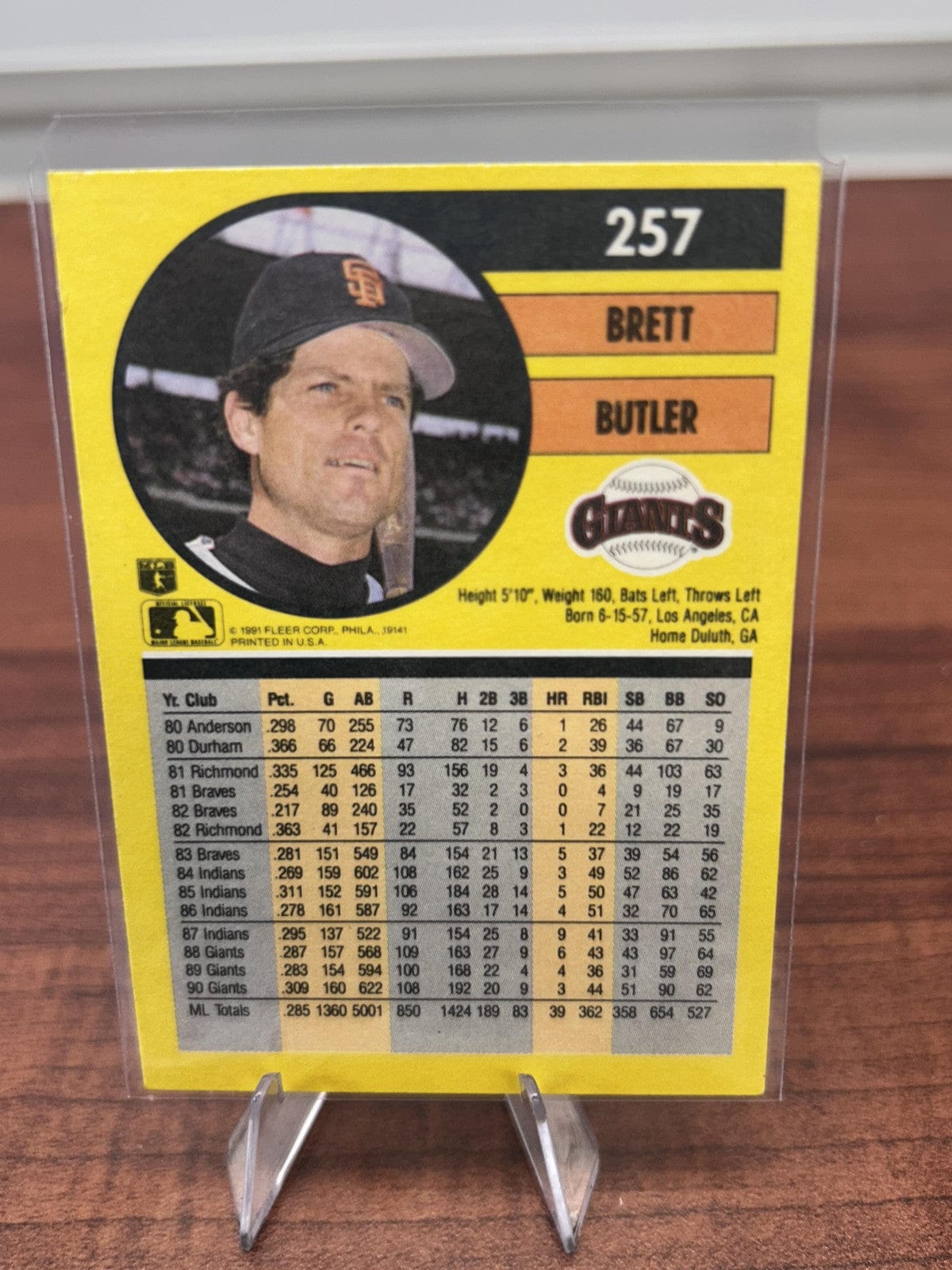 Brett Butler 1991 Fleer #257 San Francisco Giants