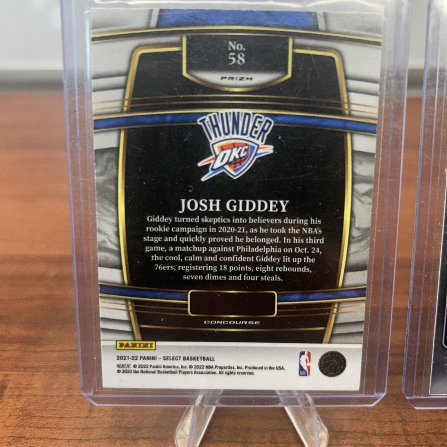 Josh Giddey (RC)2021-22 Panini Select Concourse Shimmer Prizm #58 +Bon