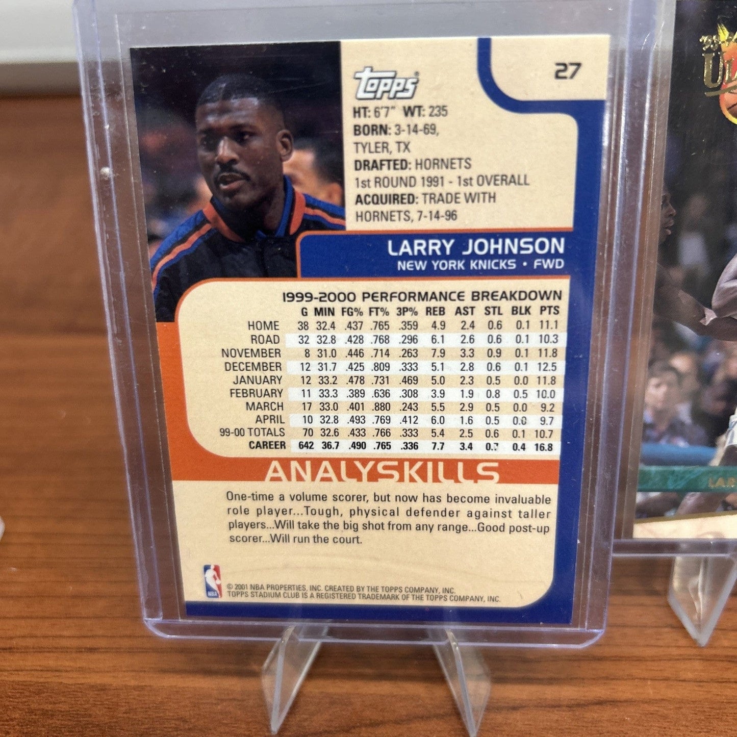 Larry Johnson 2000-01 Stadium Club #27 Hornets, Knicks