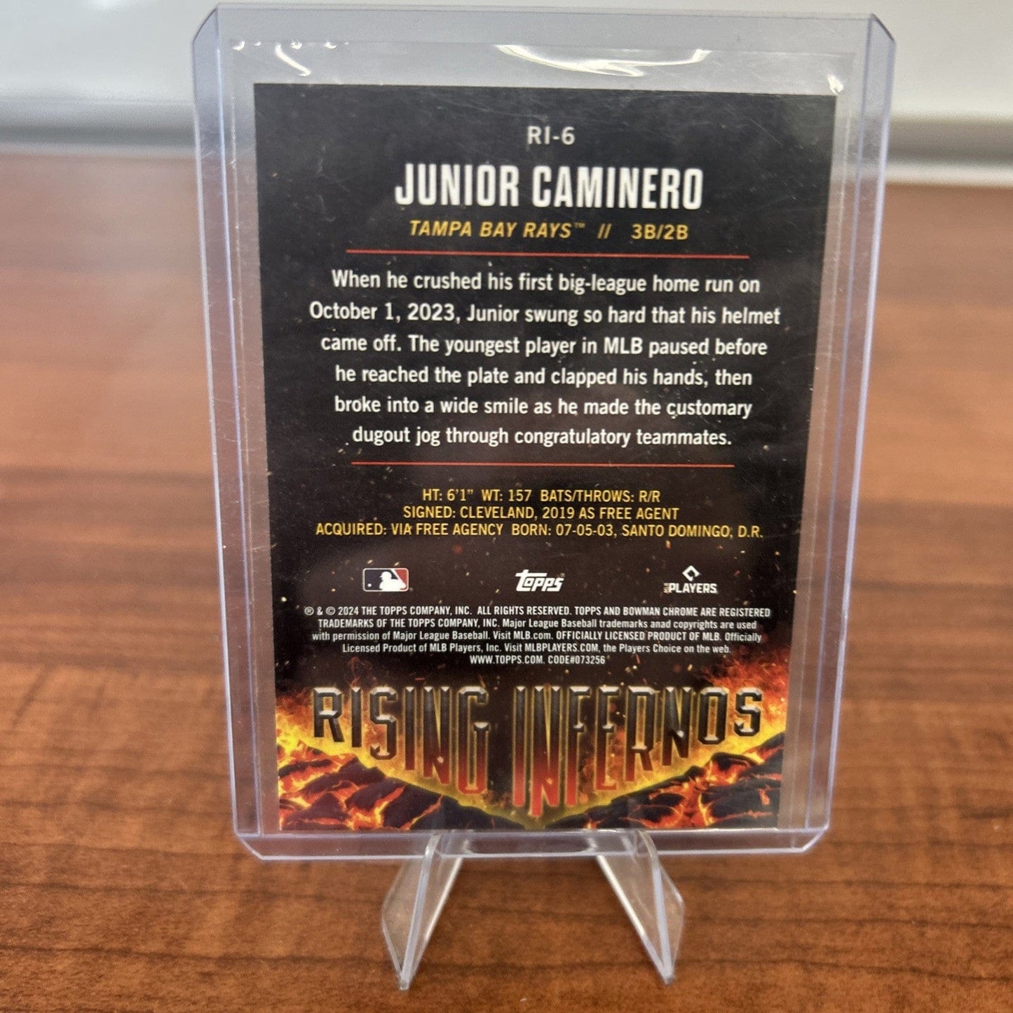 Junior Caminero 2024 Bowman Chrome - Rising Infernos RC #RI-6 Tampa B