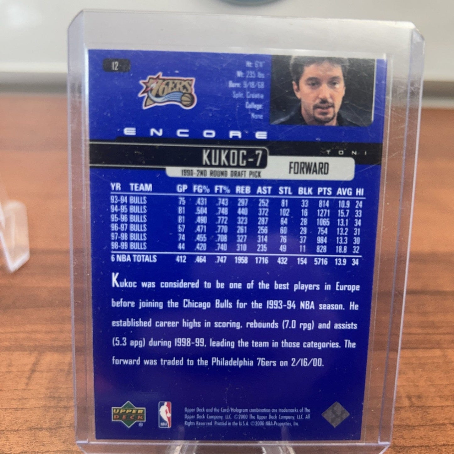 1999-00 Upper Deck Encore #12 Toni Kukoc Chicago Bulls