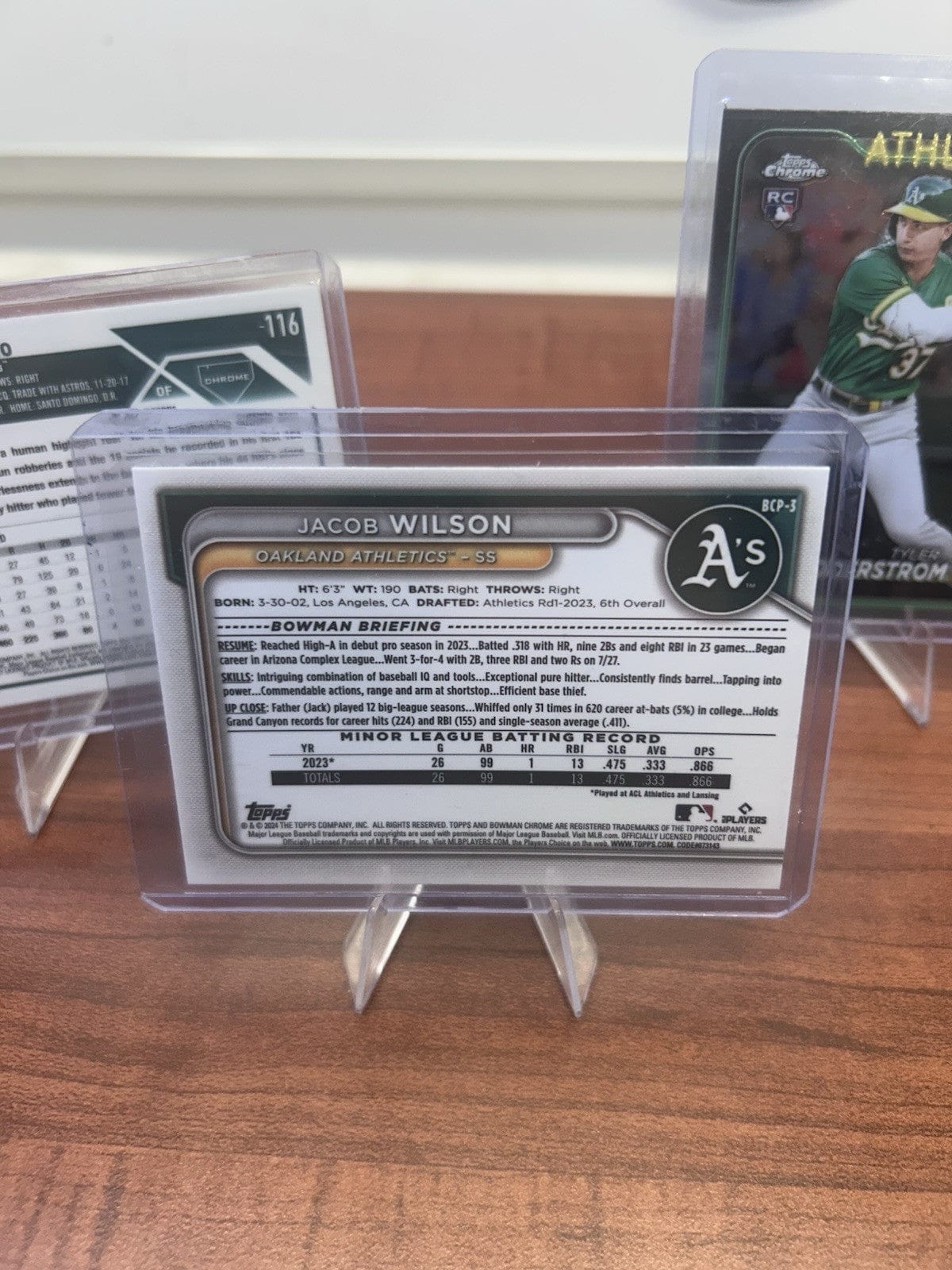 Athletics (RC) 2023-24 Topps Chrome, 22-24 Bowman Lot Jacob Wilson, La