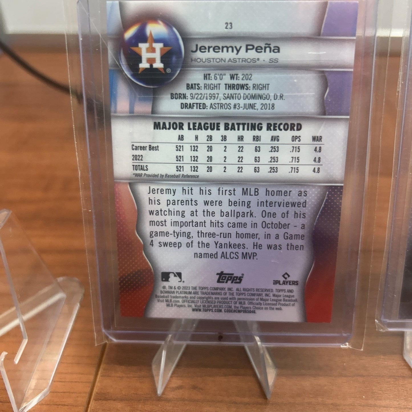 2023 Bowman Platinum Baseball # 23 Jeremy Pena