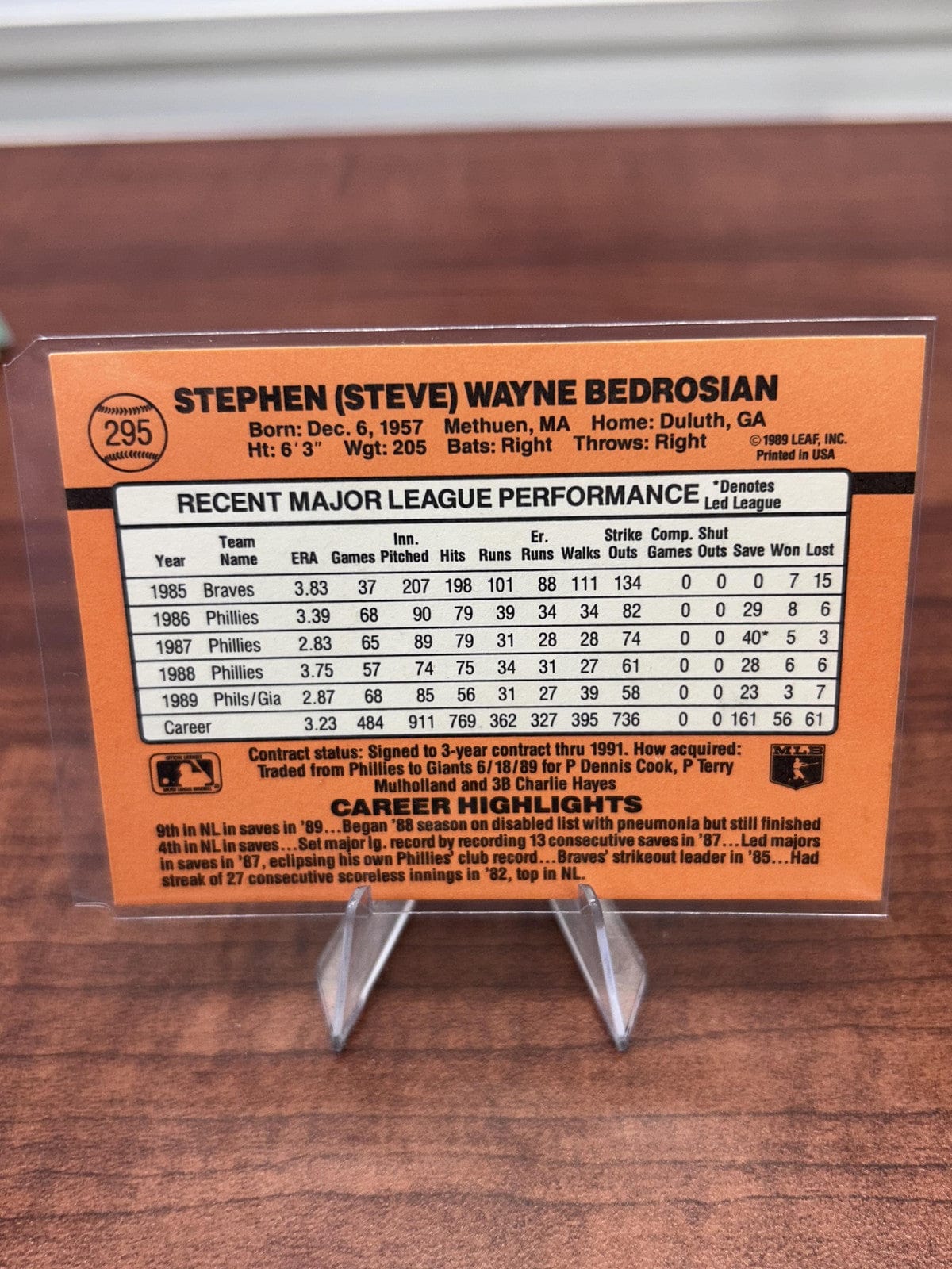 Steve Bedrosian 1990 Donruss #295 San Francisco Giants