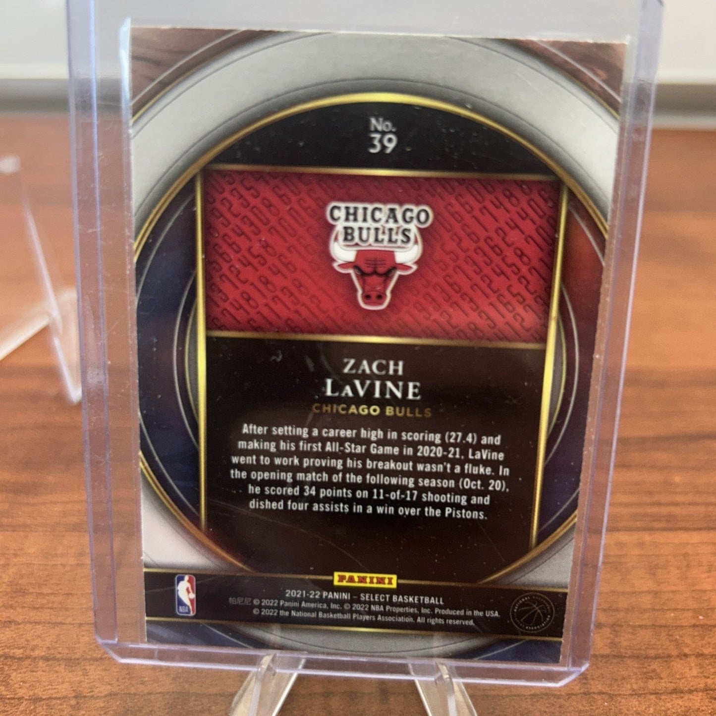 2021-22 Select Numbers Insert Chicago Bulls Zach Lavine #39