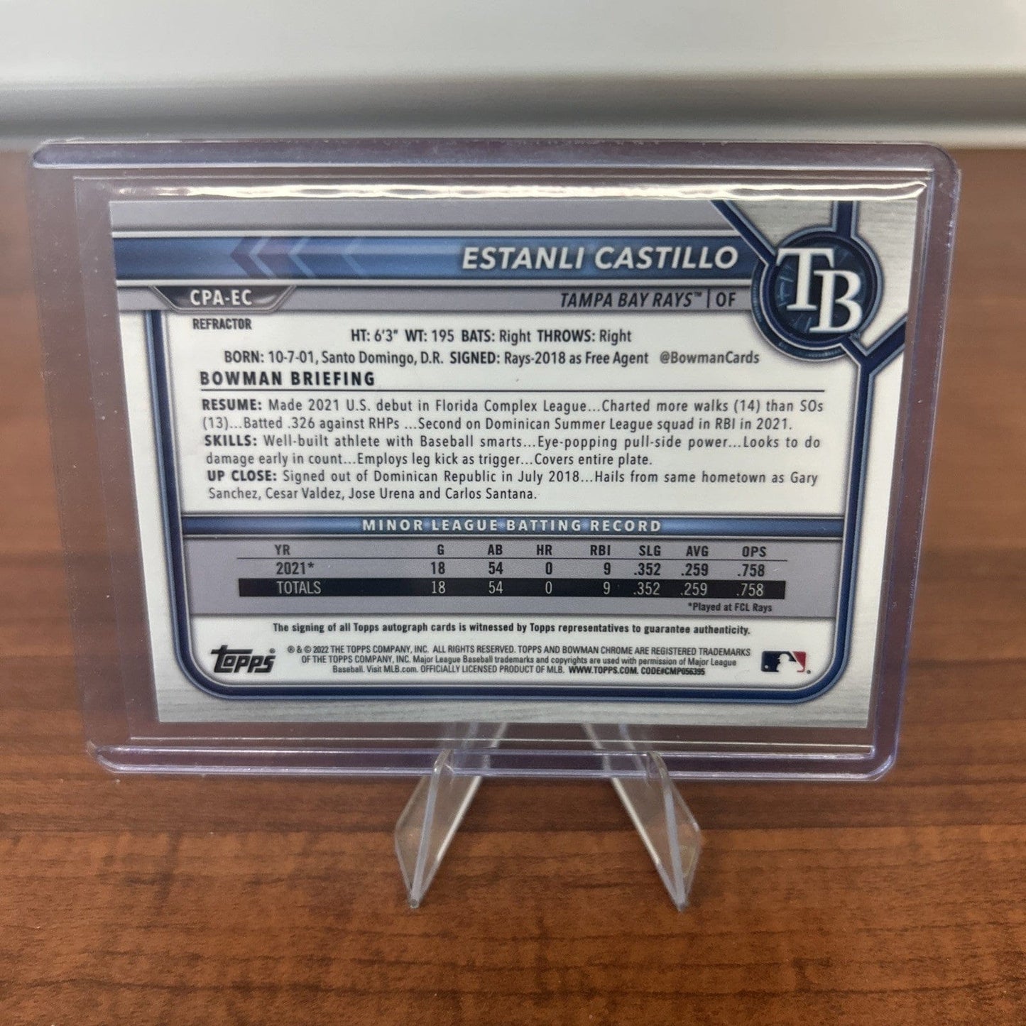 Estanli Castillo 2022 1st Bowman Chrome REFRACTOR AUTO 437/499 #CPA-EC