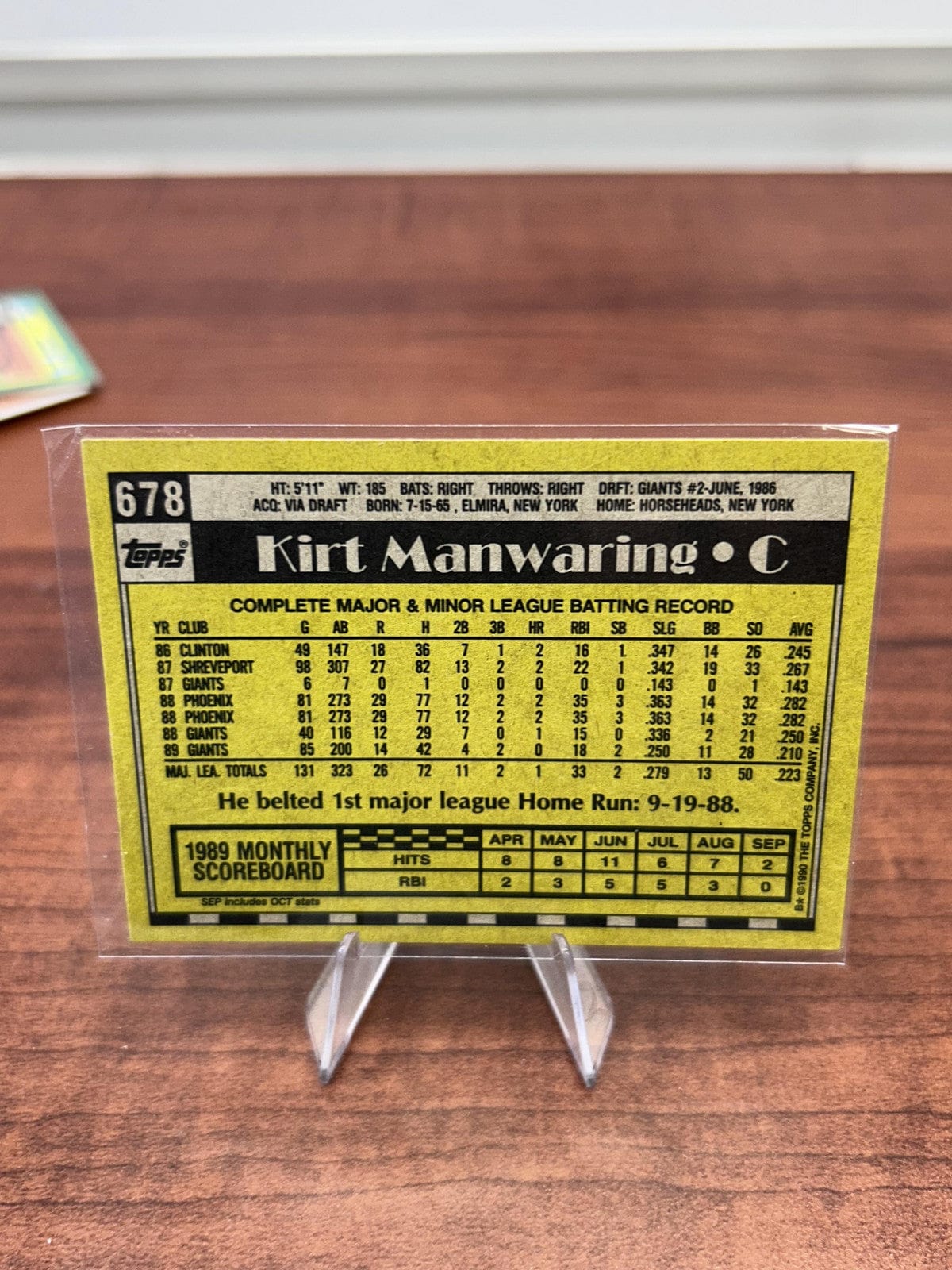 Kirt Manwaring 1990 Topps #678 San Francisco Giants