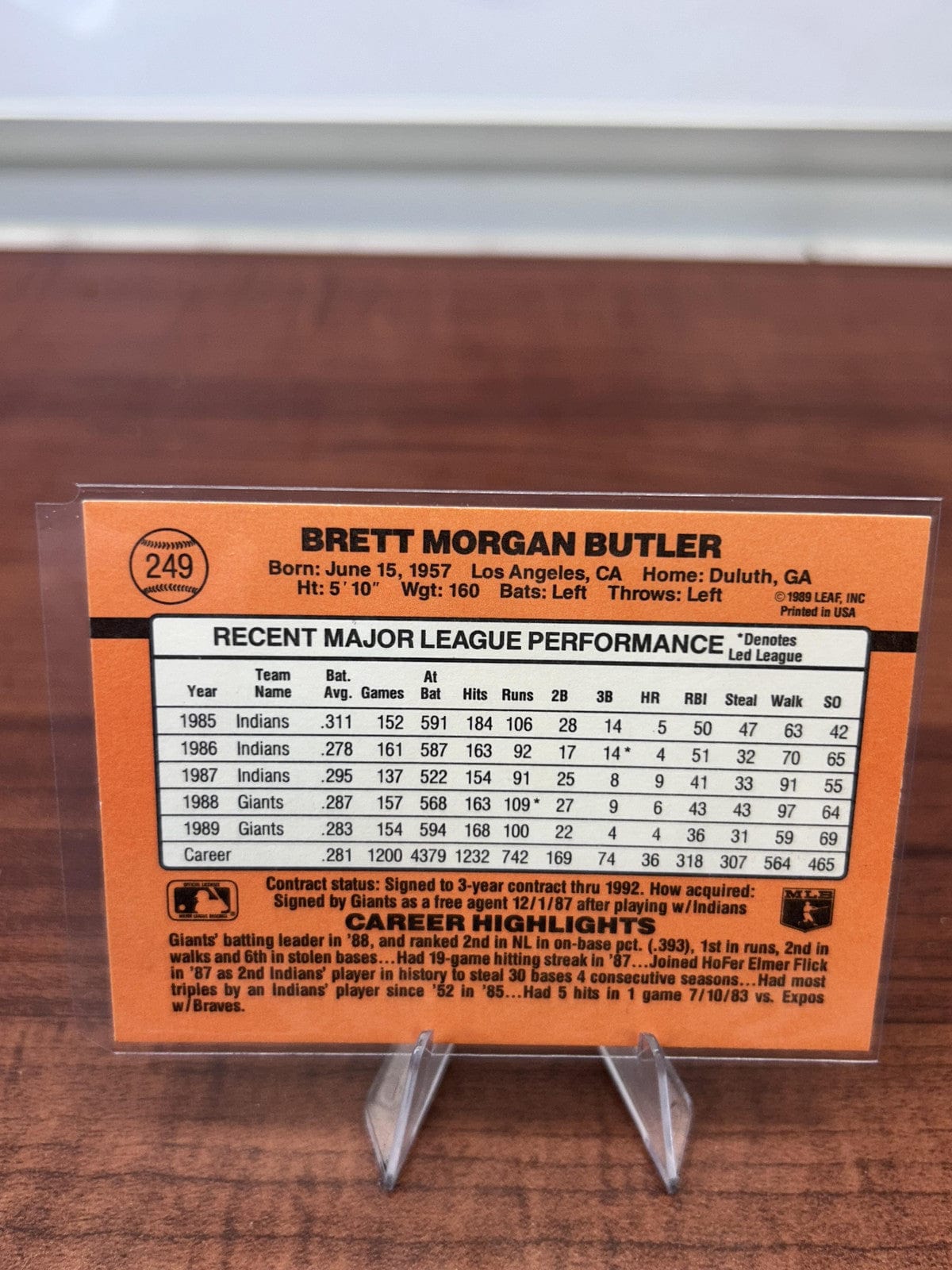 Brett Butler 1990 Donruss #249 San Francisco Giants