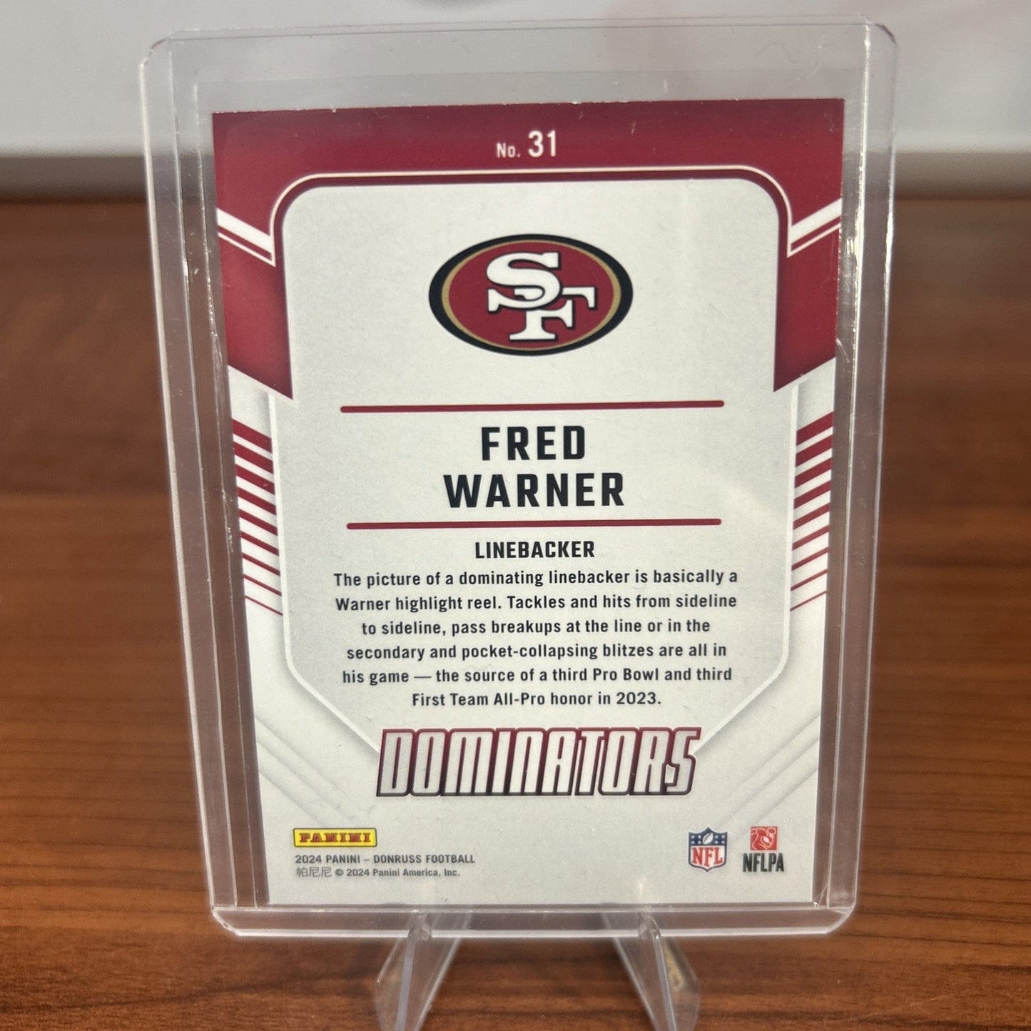 2024 Donruss Dominators #31 Fred Warner San Francisco 49ers