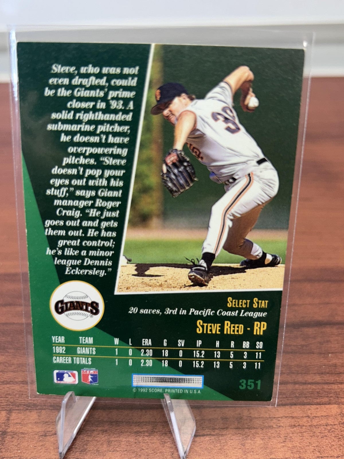 Steve Reed RC 1993 Select #351 San Francisco Giants