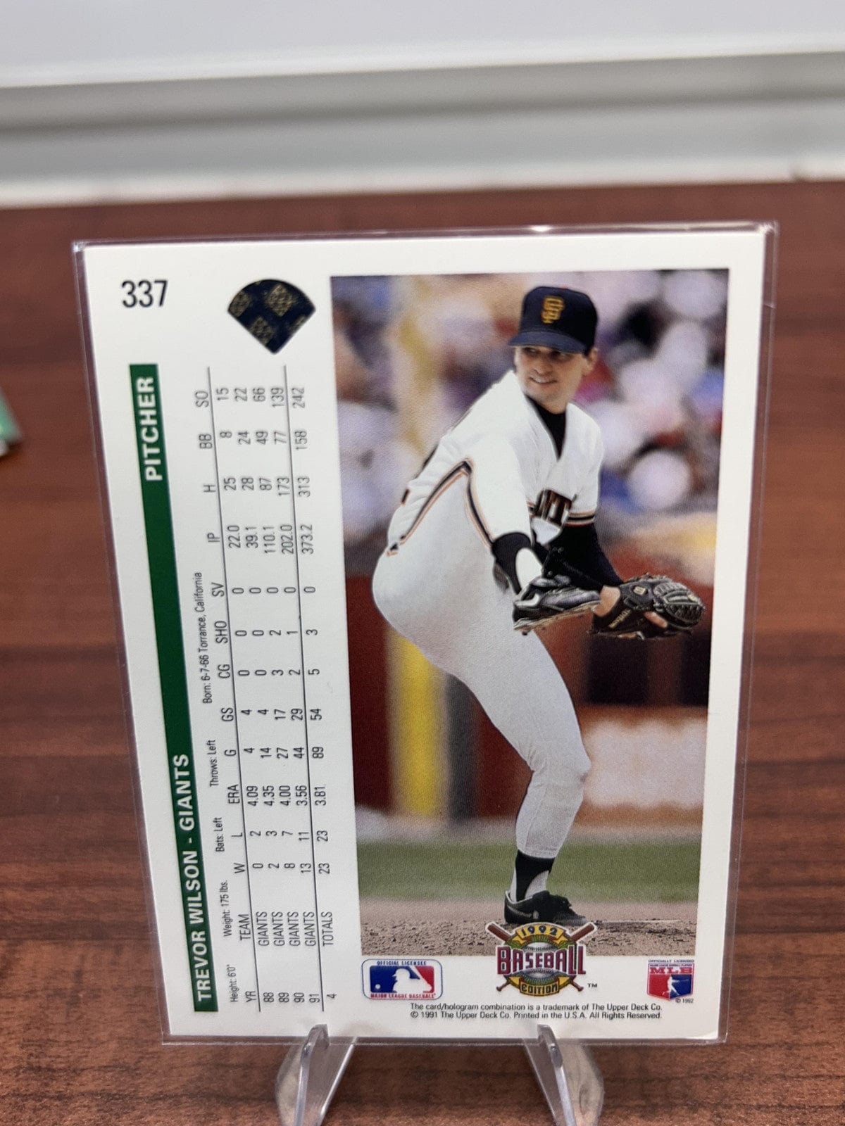 Trevor Wilson 1992 Upper Deck #337 San Francisco Giants
