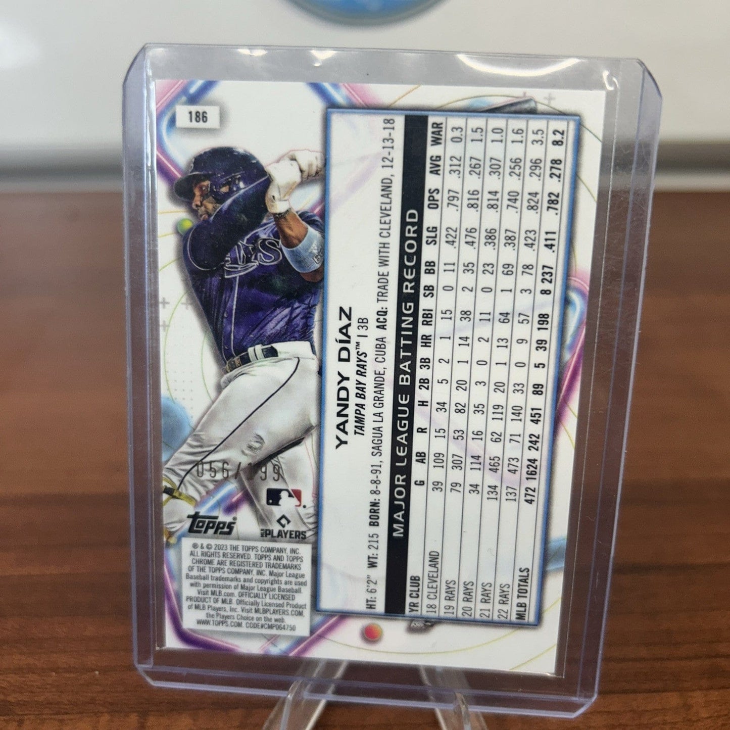 Yandy Diaz 2023 Topps Cosmic Chrome Aqua Equinox Refractor Tampa Bay S