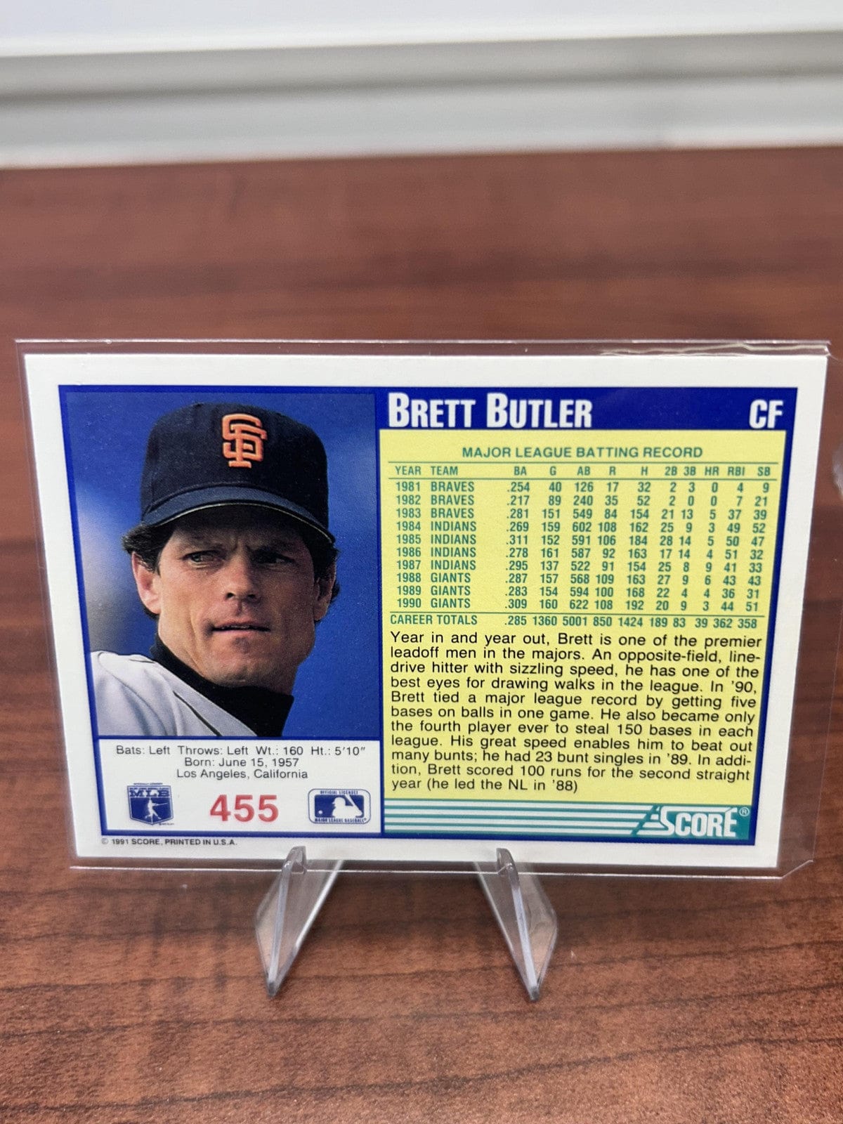 Brett Butler 1991 Score #455 San Francisco Giants
