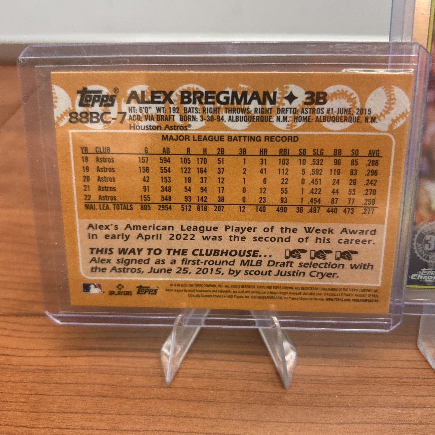 Alex Bregman 2023 Topps Chrome Baseball 1988 35th Anniv #88BC-7 Housto