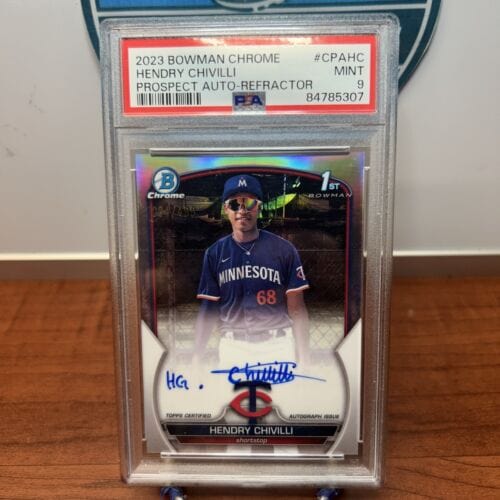 Hendry Chivilli PSA 9 2023 1st Bowman Chrome Refractor /499 Auto Minne