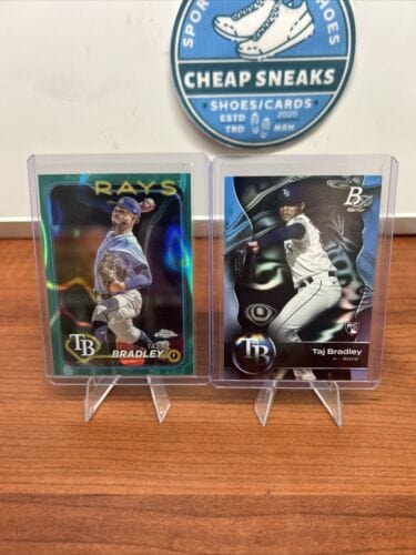 Taj Bradley 2024 Topps Chrome Aqua Refractor /199 + 2023 Bowman Platiu