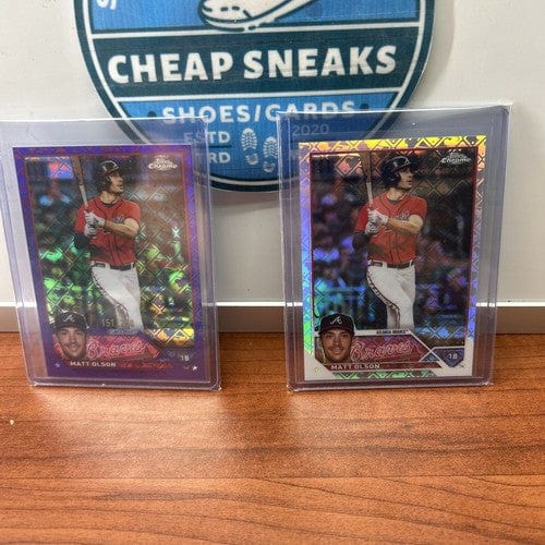 Matt Olson 2023 Topps Chrome Purple Logofractor Lot(2) /250 + Base Log