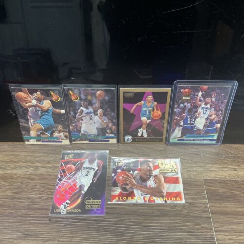 Charlotte Hornets 90’s 6 Card Lot A. Mourning RC,L . Johnson, D. Cur