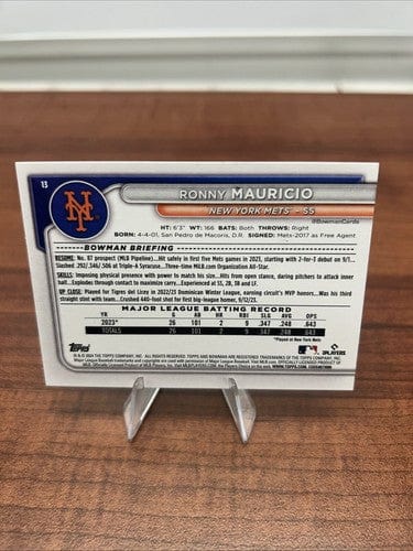 2024 Bowman Ronny Mauricio RC New York Mets Rookie #13