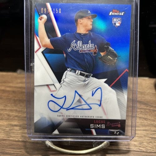 2018 Topps Finest Blue Refractor Auto #FA-LSI Lucas Sims Atl Braves\Re