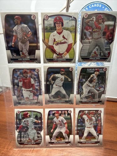 St Louis Cardinals 18 Card Lot Of 2023/2024 Bowman Paper 1 Chrome