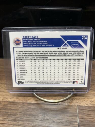 2023 Topps Chrome Brett Baty Rookie Card RC New York Mets #204