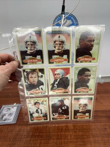 Oakland Raiders 9 Card NFL Lot  1980 Topps Football EX Dave Pear, Clif