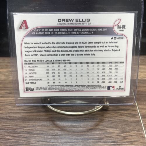 2022 Topps Chrome Drew Ellis Rookie Auto RA-DE Arizona Diamondbacks RC