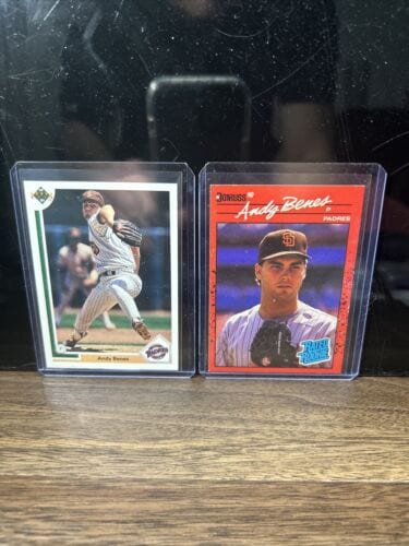 Andy Benes Rookie Card Lot (2) 1990 Donruss #41 (RC) 1991 Upper Deck #