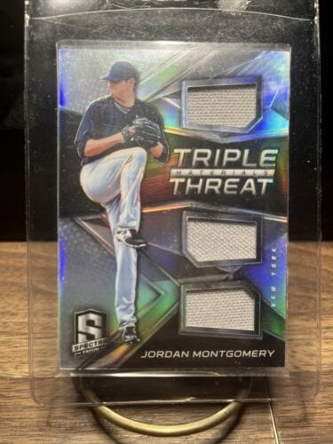 2017 Panini Spectra Triple Threat Jordan Montgomery Triple Rookie Jers