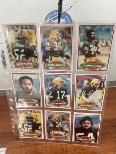 Green Bay Packer 9 Card NFL Lot  1980 Topps Football EX Whitehurst,Lof