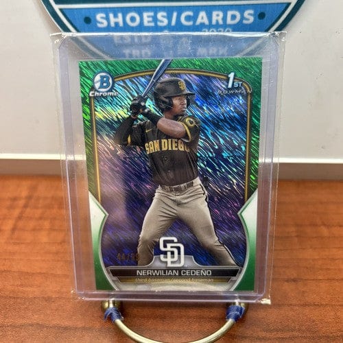 2023 Bowman Chrome Nerwilian Cedeno Green Shimmer Refractor # 44/99 PA