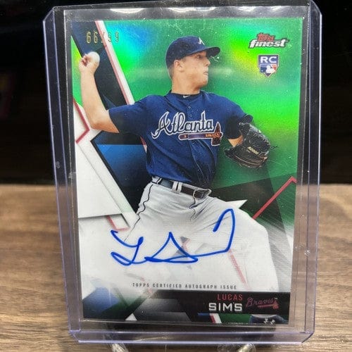 2018 Topps Finest Auto Green Refractor #66/99 Lucas Sims #FA-LSI Brave