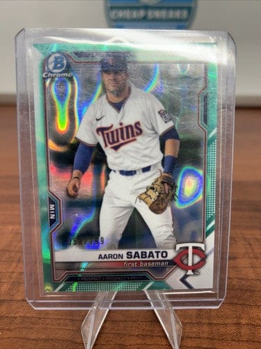 AARON SABATO 2021 BOWMAN DRAFT CHROME AQUA LAVA REFRACTOR PARALLEL 089