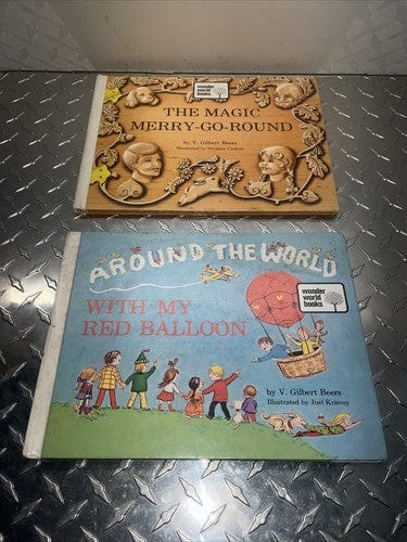 Vintage Kids Book Lot(2)Gilbert Beers Magic Merry-Go-Round, Red Balloo